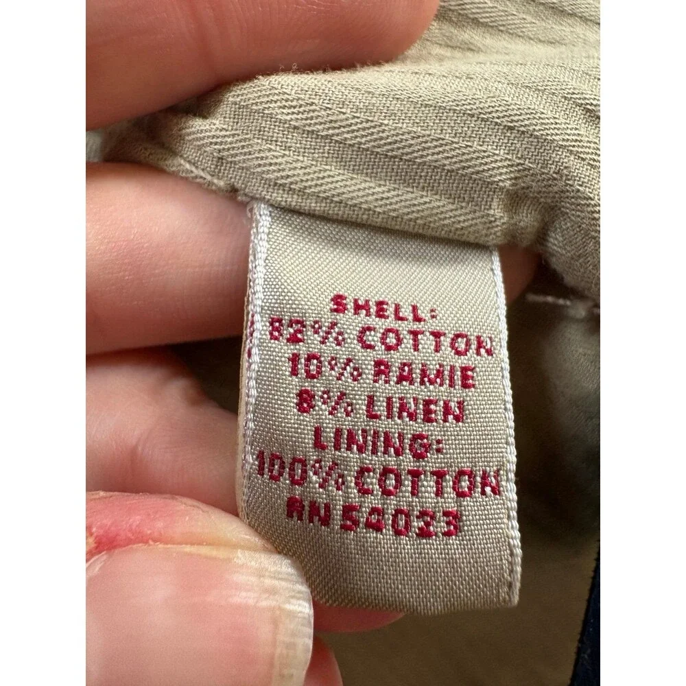 Banana Republic Vtg Safari Utility Vest M Khaki Herringbone Linen Ramie Gorpcore
